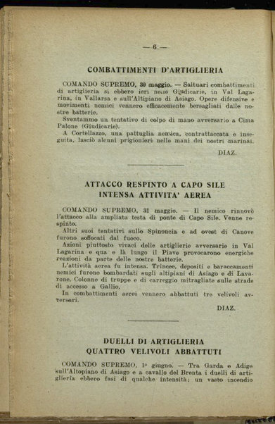 Il diario della nostra guerra : bollettini ufficiali dell'esercito e della marina